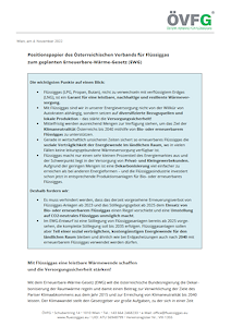 Positionspapier des Österreichischen Verbands für Flüssiggas zum Erneuerbare-Wärme-Gesetz (EWG)